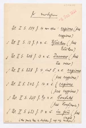Liste mit Korrekturen zu «Der Zauberberg», 1924, A-II-Msv 129